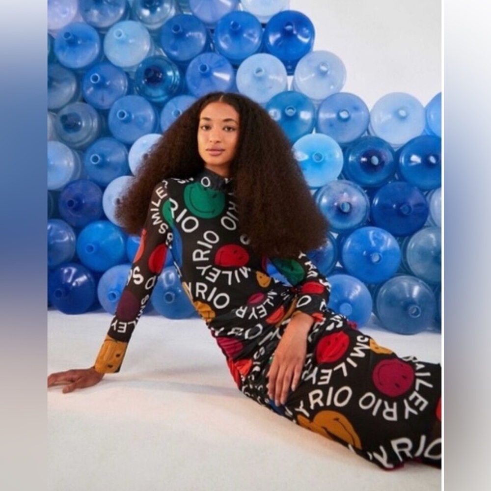 FARM Rio Multicolor smiley Midi Dress